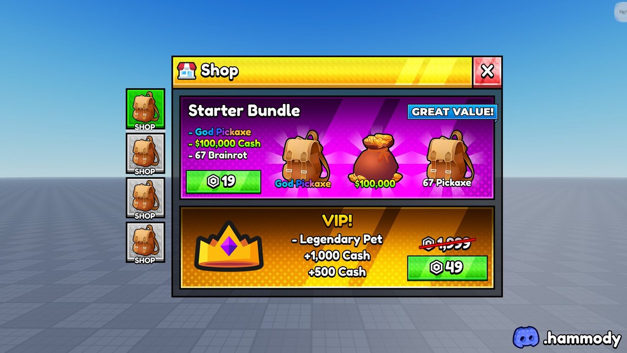 Shop UI with a Starter Bundle and VIP offer, designed by Hammody